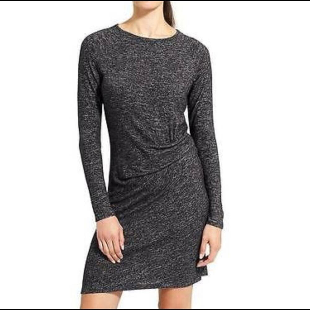 Athleta Women's Solitude Waist Twist Long‎ Sleeve Dress Charcoal Gray Size XS